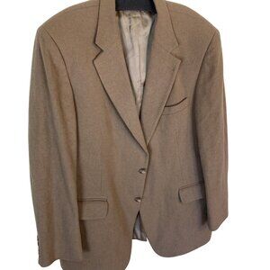 Vintage Robert Stock Mens Cashmere Blazer XL Tan Brown Satin Interior